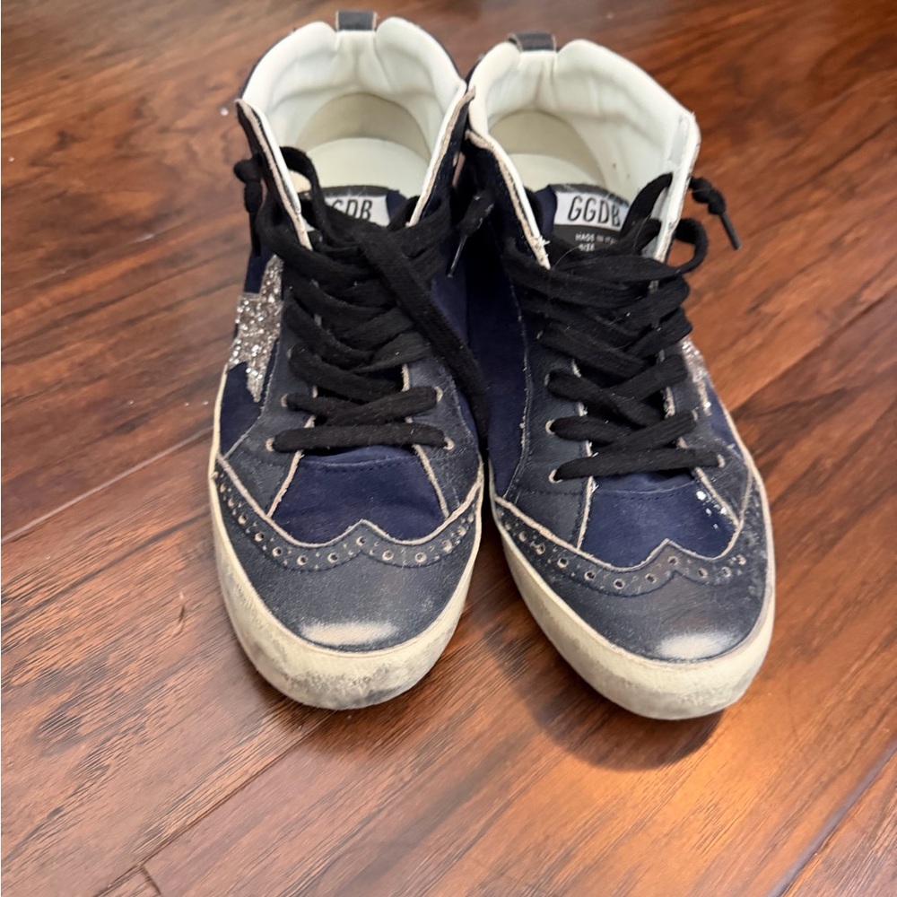 Golden Goose Navy Blue and Black Lace-Up Sneakers